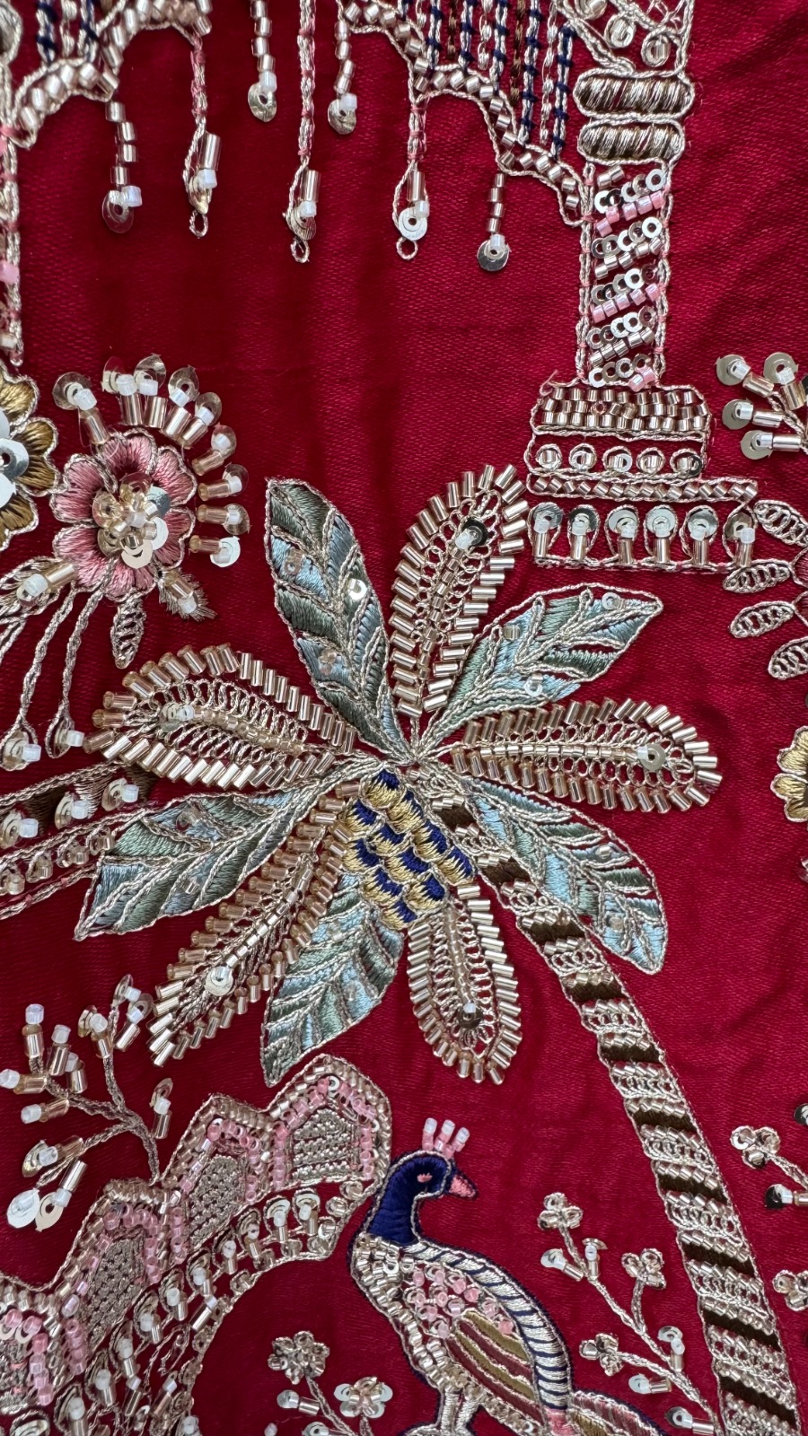Maroon Bridal Cutdana-Work Embroidered Ethinc Motif Semi-Stitched Lehenga Choli